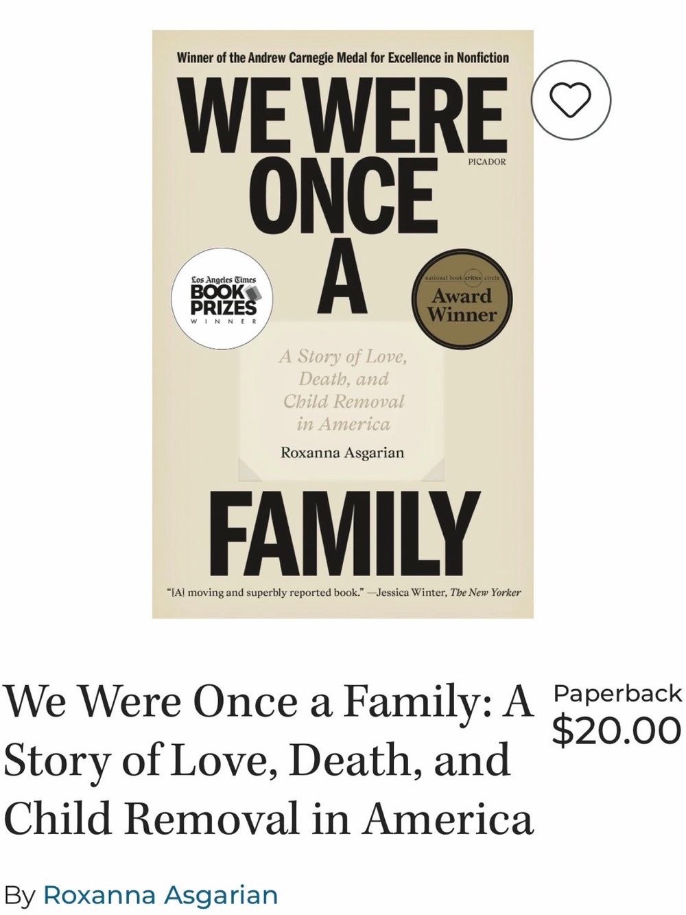 Barnes & Noble Beige and Black Cover — We Were Once a Family Accent Book